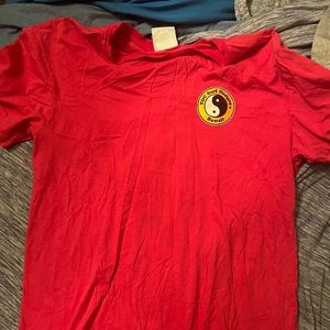 T&C surf design T shirt , pink with flame on back